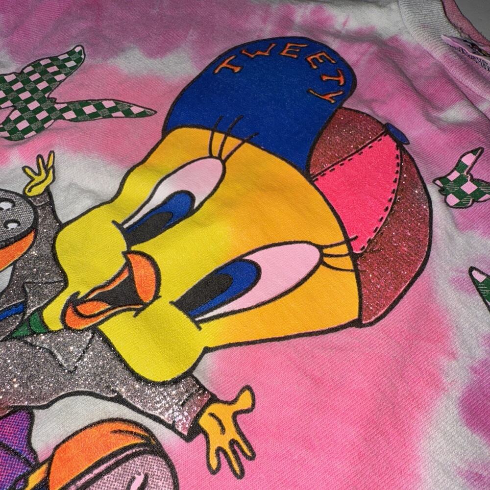 Vtg Tweety bird Looney Tunes tie-dye T-shirt youth Sz L 1986 Warner Freeze NY - Picture 11 of 11